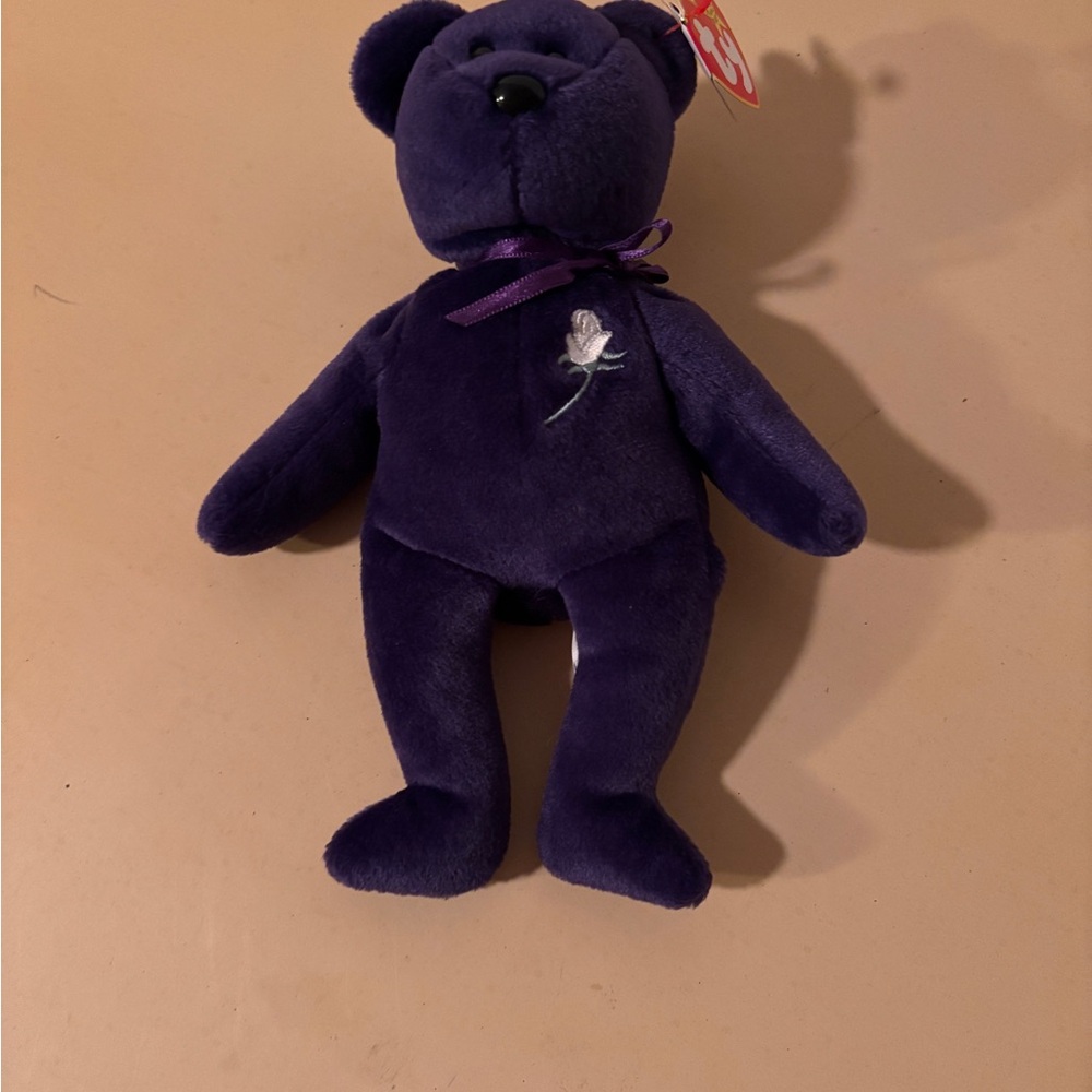 Purple Plush Bear with Rose Embroidery NWT